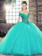 Off The Shoulder Sleeveless 15 Quinceanera Dress Brush Train Beading Turquoise Organza Off The Shoulder Sleeveless 15 Quinceanera Dress Brush Train Beading Turquoise Organza