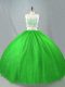 Pretty Floor Length Zipper 15 Quinceanera Dress Green for Sweet 16 and Quinceanera with Beading