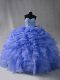 Decent Blue Sweetheart Lace Up Beading and Ruffles and Pick Ups Sweet 16 Dresses Sleeveless
