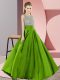 Most Popular Backless Scoop Beading Prom Party Dress Elastic Woven Satin Sleeveless