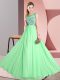 Luxurious Green Sleeveless Beading and Appliques Floor Length Quinceanera Dama Dress