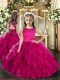 Sleeveless Floor Length Ruffles Lace Up Pageant Dress Wholesale with Fuchsia