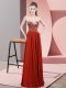Dazzling Rust Red Sleeveless Chiffon Zipper Evening Dress for Prom and Party