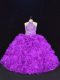 Purple Sleeveless Organza Lace Up Sweet 16 Dress for Sweet 16 and Quinceanera
