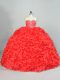 Ball Gowns Sleeveless Red Sweet 16 Quinceanera Dress Brush Train Lace Up
