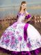 Graceful Purple Lace Up Sweet 16 Dress Embroidery Sleeveless Floor Length