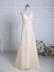 Latest V-neck Sleeveless Brush Train Zipper Homecoming Dress Champagne Tulle