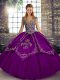 Graceful Tulle Sleeveless Floor Length Vestidos de Quinceanera and Beading and Embroidery