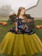 Ball Gowns Kids Formal Wear Olive Green Straps Organza Sleeveless Floor Length Lace Up