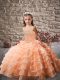 Graceful Orange Sleeveless Organza Brush Train Lace Up Pageant Gowns For Girls for Party and Sweet 16 and Wedding Party