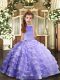 Elegant Lavender Halter Top Neckline Beading and Ruffled Layers Little Girls Pageant Dress Wholesale Sleeveless Backless