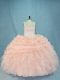 Sweet Peach Ball Gowns Straps Sleeveless Organza Lace Up Beading Quinceanera Gown