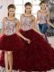 Luxurious Burgundy Sleeveless Floor Length Beading and Ruffles Lace Up Sweet 16 Quinceanera Dress