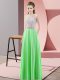 Graceful Empire Prom Evening Gown Green Scoop Satin Sleeveless Floor Length Backless