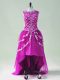 Spectacular Tulle Scoop Sleeveless Zipper Beading and Appliques Prom Dresses in Fuchsia