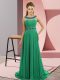 Elegant Green Prom Gown Scoop Sleeveless Brush Train Zipper