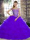 Sleeveless Brush Train Lace Up Beading and Pick Ups Quinceanera Gown