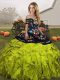 Cute Olive Green Sleeveless Organza Lace Up Quinceanera Dress for Military Ball and Sweet 16 and Quinceanera