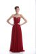 Floor Length Lace Up Prom Party Dress Wine Red for Prom and Party and Military Ball with Beading