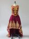 Sumptuous Burgundy Lace Up Scoop Beading and Appliques Dress for Prom Tulle Sleeveless
