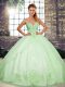 Pretty Tulle Sleeveless Floor Length Sweet 16 Dresses and Beading and Embroidery