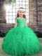 Tulle Long Sleeves Floor Length Pageant Gowns and Beading and Ruffles