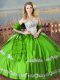 Deluxe Green Satin Lace Up Sweetheart Sleeveless Floor Length Sweet 16 Dresses Beading and Embroidery