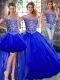 Royal Blue Lace Up Off The Shoulder Beading and Ruffles Quinceanera Gowns Tulle Sleeveless