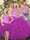 Eye-catching Sleeveless Embroidery and Ruffles Lace Up Quinceanera Dresses