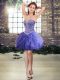 Hot Selling Lavender Lace Up Prom Gown Beading and Ruffles Sleeveless Mini Length  Hot Selling Lavender Lace Up Prom Gown Beading and Ruffles Sleeveless Mini Length