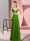 Ideal Green V-neck Neckline Beading Prom Evening Gown Sleeveless Lace Up