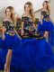 Fantastic Blue And Black Off The Shoulder Neckline Embroidery and Ruffles Vestidos de Quinceanera Sleeveless Lace Up
