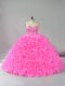 Fashion Hot Pink Sleeveless Floor Length Beading and Ruffles Lace Up Sweet 16 Quinceanera Dress