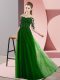 Floor Length Green Quinceanera Court Dresses Bateau Half Sleeves Lace Up Floor Length Green Quinceanera Court Dresses Bateau Half Sleeves Lace Up