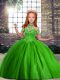 Excellent Green Lace Up Pageant Gowns For Girls Beading Sleeveless Floor Length