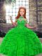 Ball Gowns Beading and Ruffles Little Girls Pageant Dress Wholesale Lace Up Tulle Sleeveless Floor Length
