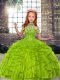 Tulle Sleeveless Floor Length Little Girls Pageant Gowns and Beading and Ruffles Tulle Sleeveless Floor Length Little Girls Pageant Gowns and Beading and Ruffles