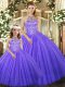 Low Price Lavender Lace Up Halter Top Beading Sweet 16 Dresses Tulle Sleeveless