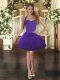 Purple Ball Gowns Ruffles Prom Evening Gown Lace Up Organza Sleeveless Mini Length