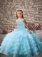 Baby Blue Ball Gowns Beading and Ruffled Layers Little Girls Pageant Dress Lace Up Organza Sleeveless Baby Blue Ball Gowns Beading and Ruffled Layers Little Girls Pageant Dress Lace Up Organza Sleeveless