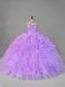 Nice Scoop Sleeveless Lace Up Quinceanera Dress Lavender Organza