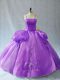 Fantastic Lavender Spaghetti Straps Lace Up Appliques Ball Gown Prom Dress Sleeveless