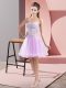 Gorgeous Sleeveless Tulle Mini Length Zipper Womens Party Dresses in Lavender with Beading