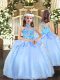 Ball Gowns Pageant Dress for Womens Blue Strapless Organza Sleeveless Floor Length Lace Up