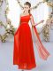 Smart Red One Shoulder Lace Up Beading and Hand Made Flower Dama Dress for Quinceanera Sleeveless