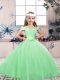 Pretty Ball Gowns Tulle Off The Shoulder Sleeveless Lace and Belt Floor Length Lace Up Pageant Gowns For Girls