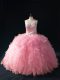 Ball Gowns 15 Quinceanera Dress Pink Sweetheart Tulle Sleeveless Floor Length Lace Up Ball Gowns 15 Quinceanera Dress Pink Sweetheart Tulle Sleeveless Floor Length Lace Up