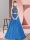 Blue Two Pieces Beading Homecoming Dress Backless Tulle Sleeveless