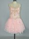 Suitable Pink Sleeveless Tulle Lace Up Homecoming Dress for Prom and Party