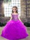Attractive Off The Shoulder Sleeveless Girls Pageant Dresses Floor Length Beading and Ruffles Purple Tulle